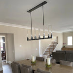 Cannele Ribbed Glass Linear Chandelier 67"