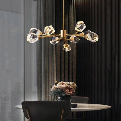 Angle Faceted Crystal Round Chandelier
