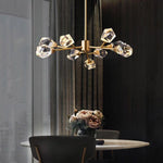 Angle Faceted Crystal Round Chandelier