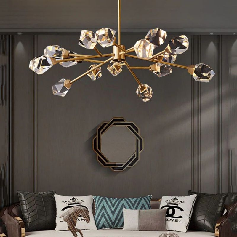 Angle Faceted Crystal Round Chandelier