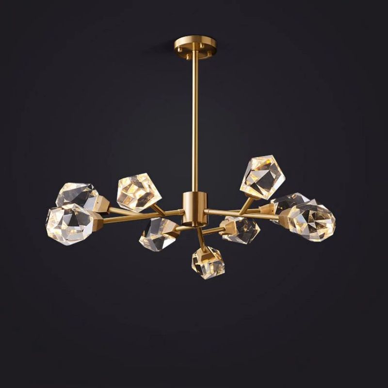 Angle Faceted Crystal Round Chandelier