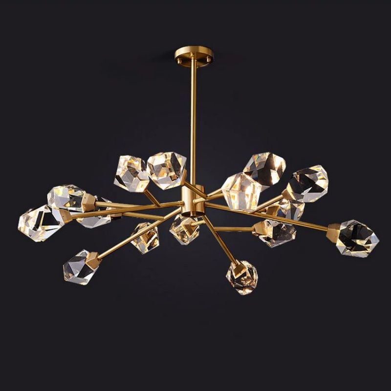 Angle Faceted Crystal Oval Chandelier