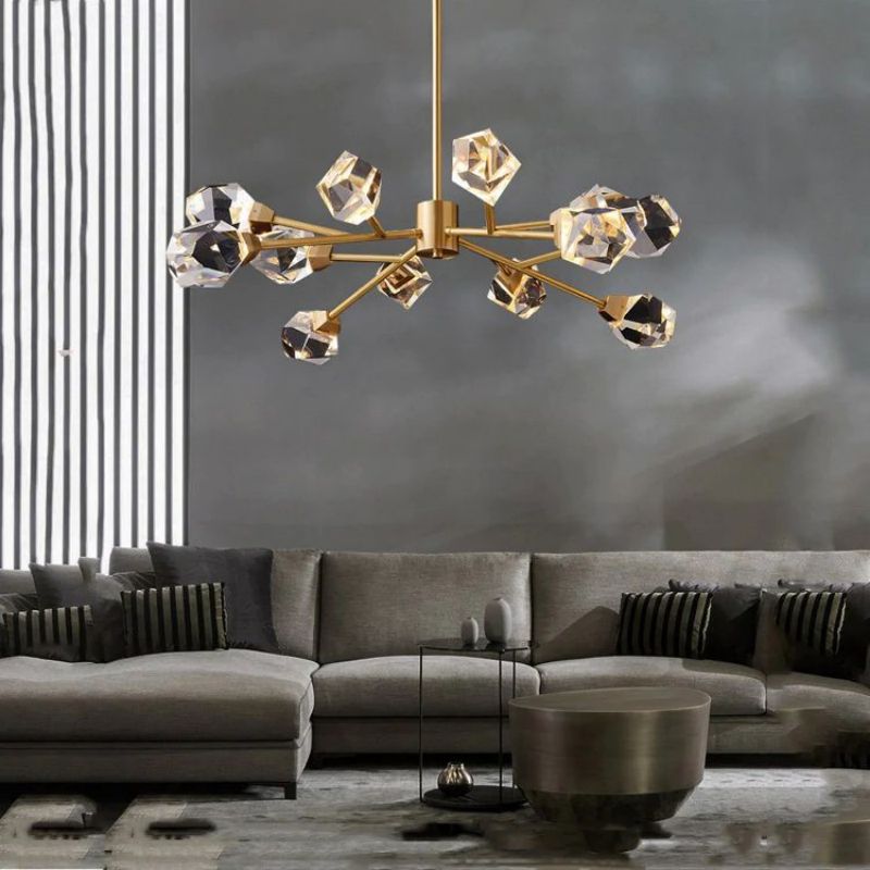 Angle Faceted Crystal Round Chandelier