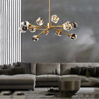 Angle Faceted Crystal Round Chandelier