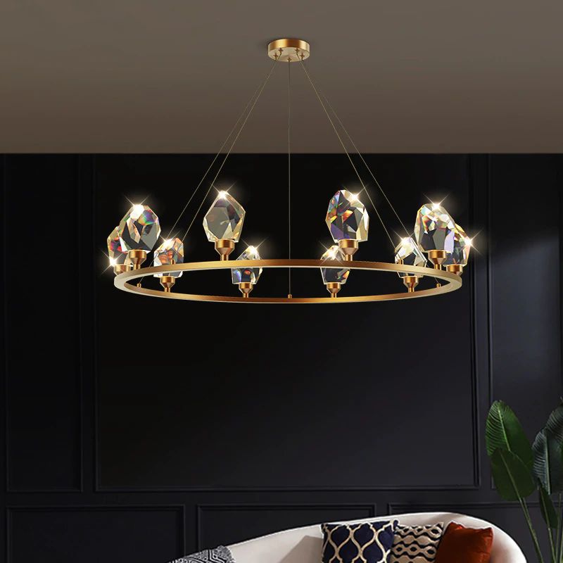 Angle Faceted Crystal Ring Chandelier