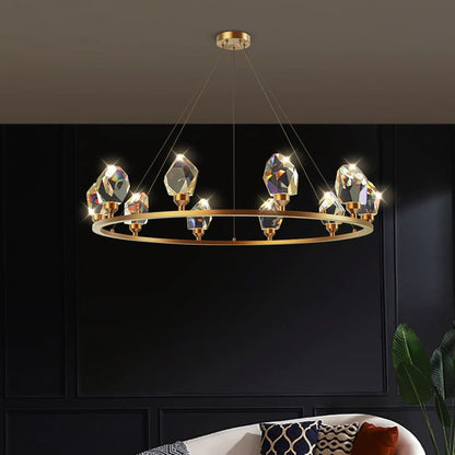 Angle Faceted Crystal Ring Chandelier