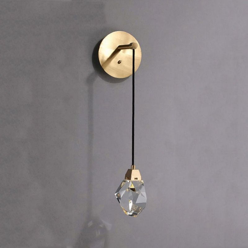 Angle Faceted Crystal Cord Wall Sconce