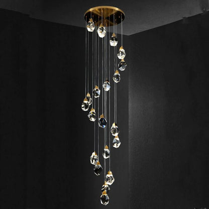 Angle Faceted Crystal Multi-Lights Cascade Chandelier