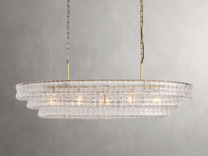 Ghiaccio Textured Glass Oval Chandelier