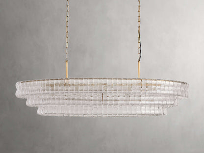 Ghiaccio Textured Glass Oval Chandelier