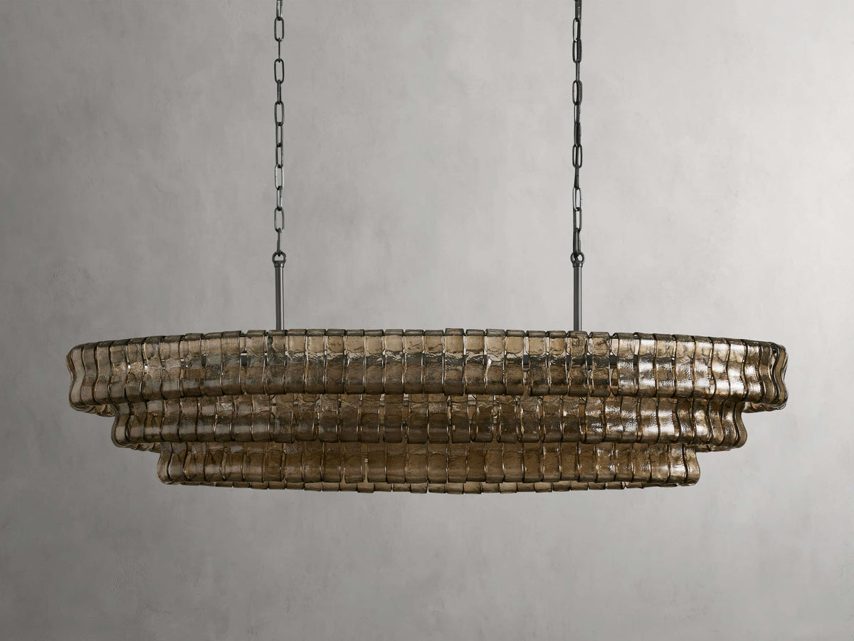 Ghiaccio Textured Glass Oval Chandelier