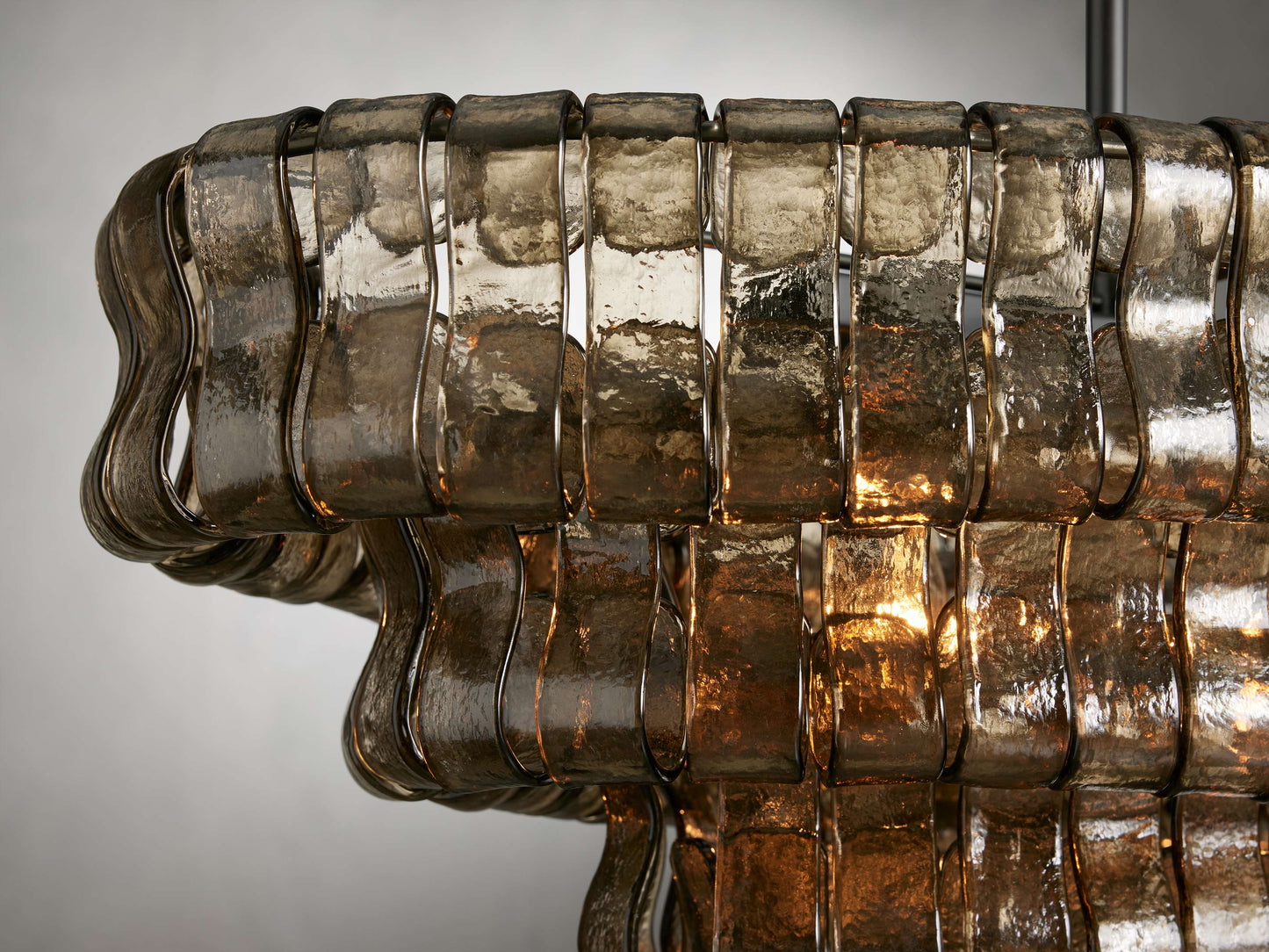 Ghiaccio Textured Glass Oval Chandelier