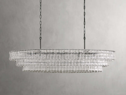 Ghiaccio Textured Glass Oval Chandelier