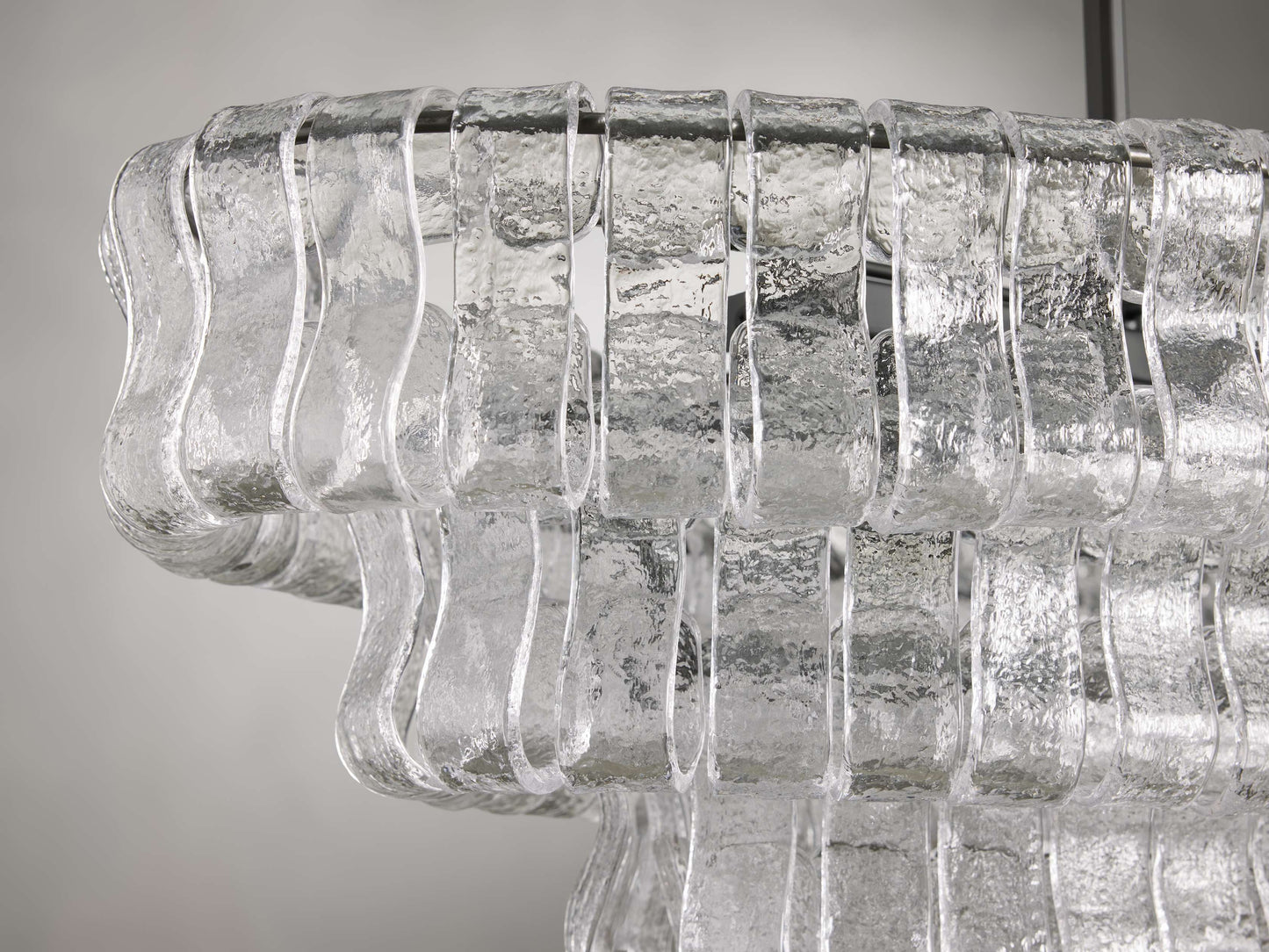 Ghiaccio Textured Glass Oval Chandelier