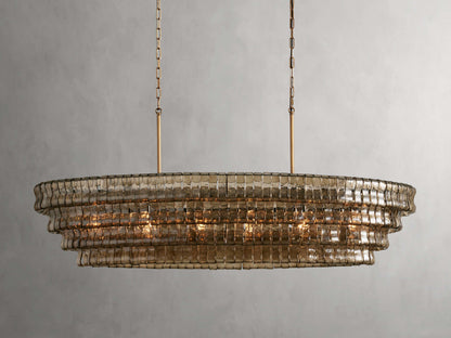 Ghiaccio Textured Glass Oval Chandelier