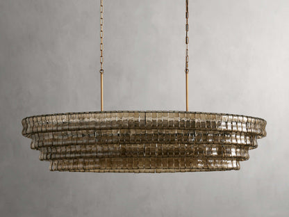 Ghiaccio Textured Glass Oval Chandelier