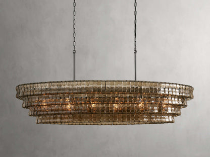 Ghiaccio Textured Glass Oval Chandelier