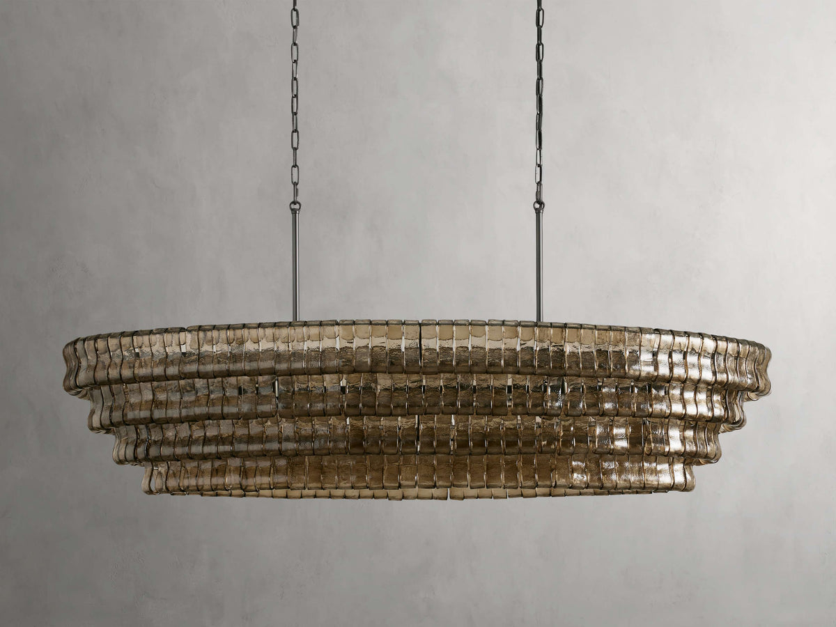 Ghiaccio Textured Glass Oval Chandelier