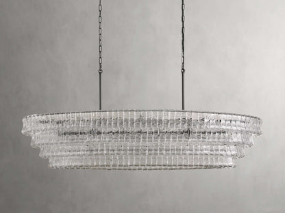 Ghiaccio Textured Glass Oval Chandelier