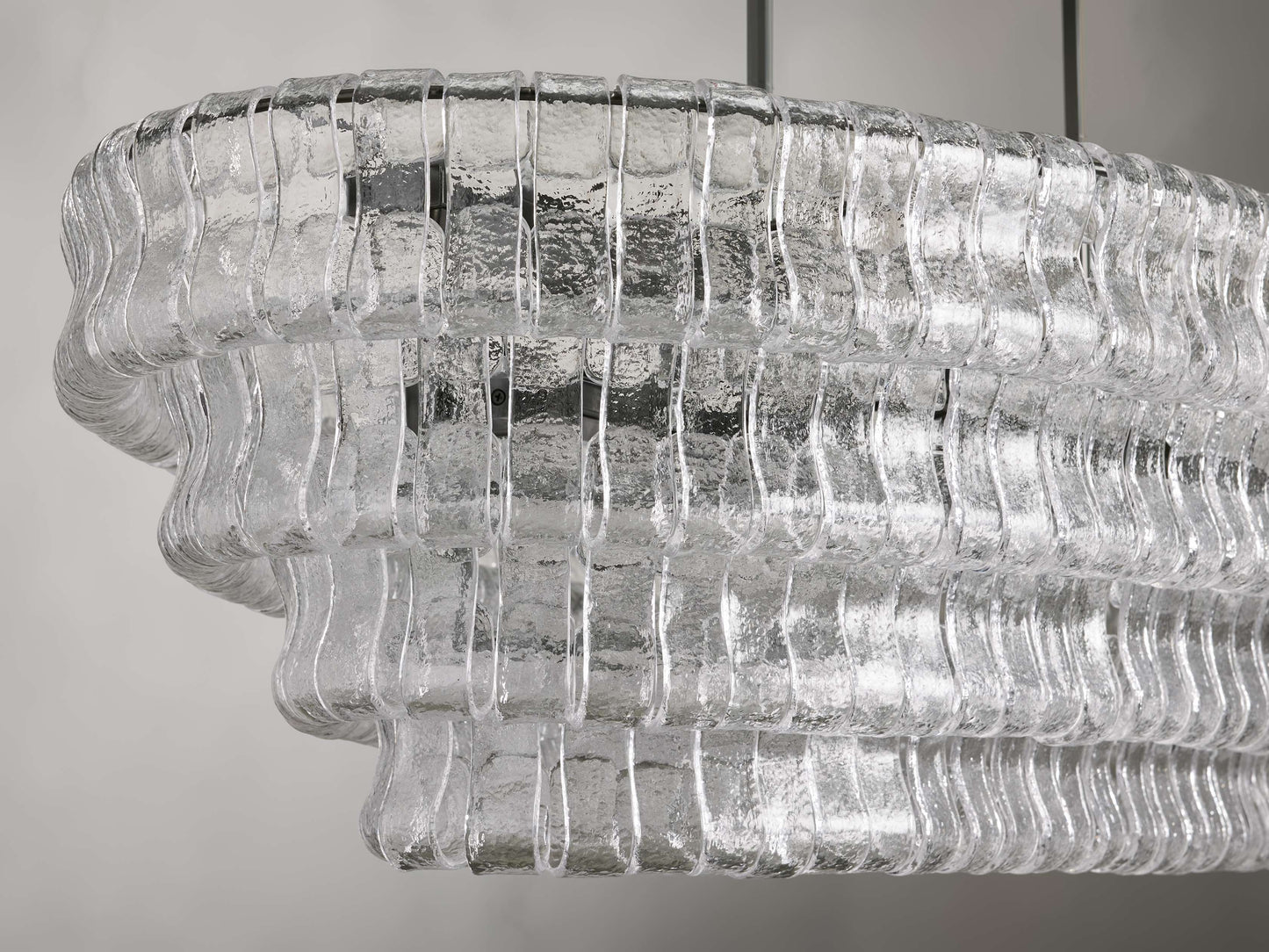 Ghiaccio Textured Glass Oval Chandelier