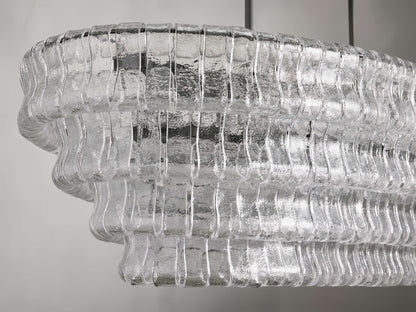 Ghiaccio Textured Glass Oval Chandelier