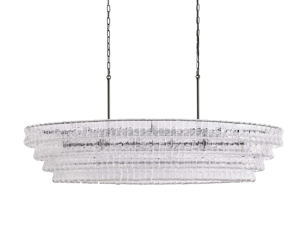 Ghiaccio Textured Glass Oval Chandelier
