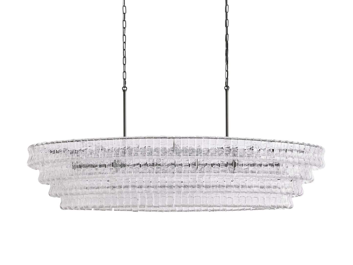 Ghiaccio Textured Glass Oval Chandelier