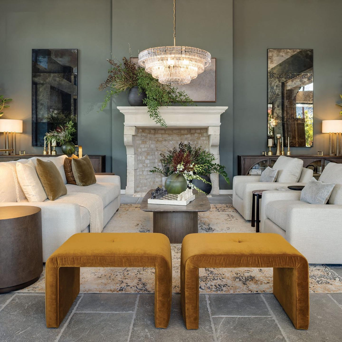 Ghiaccio Textured Glass Round Chandelier