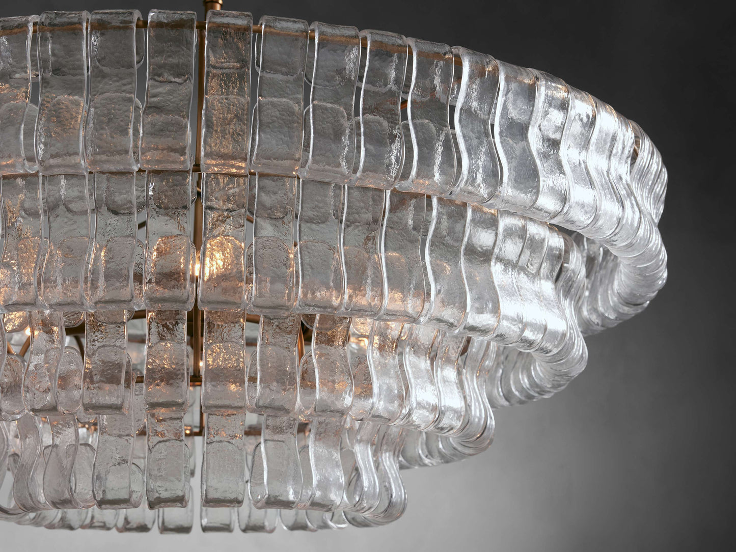 Ghiaccio Textured Glass Round Chandelier