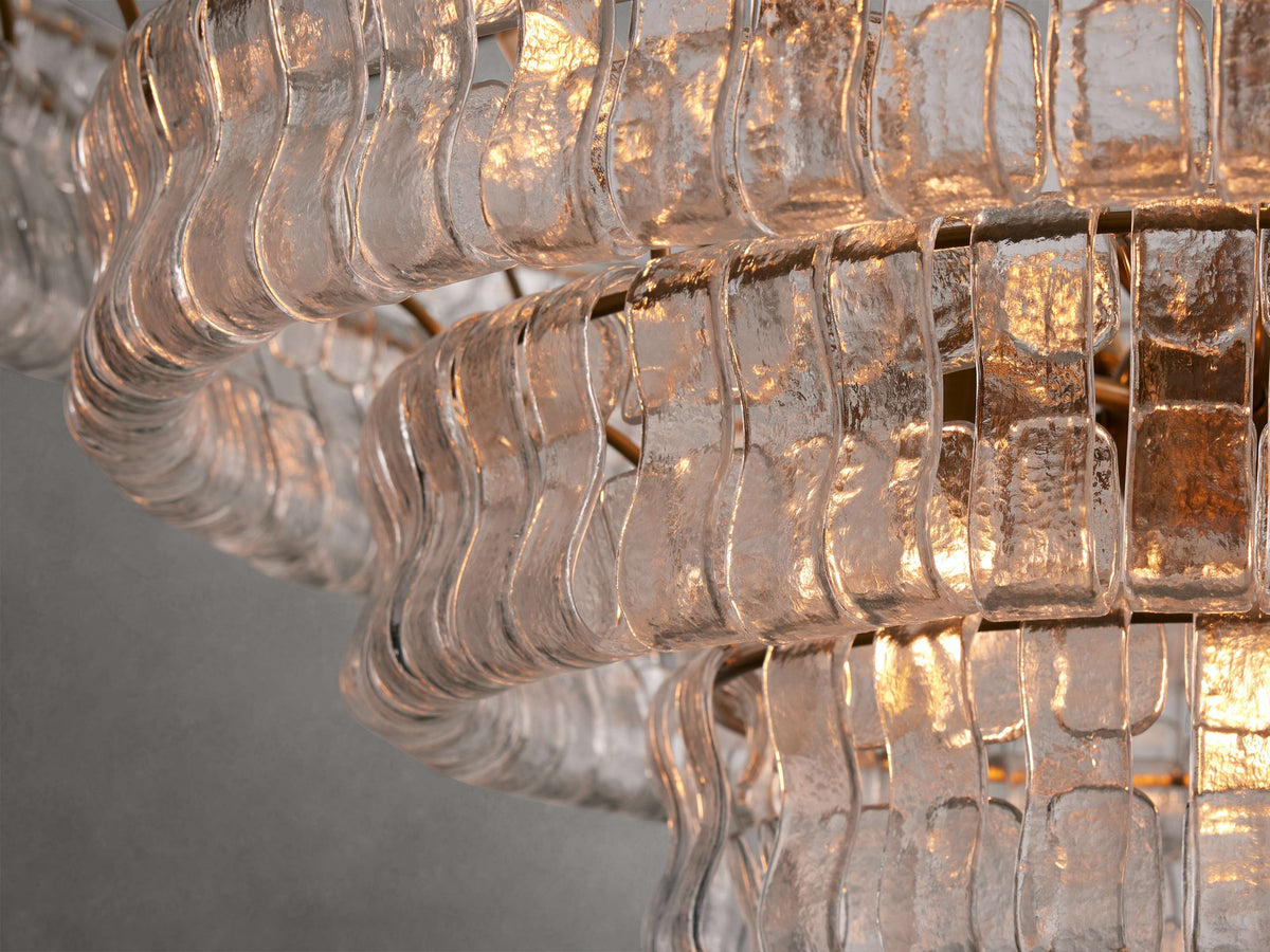 Ghiaccio Textured Glass Round Chandelier