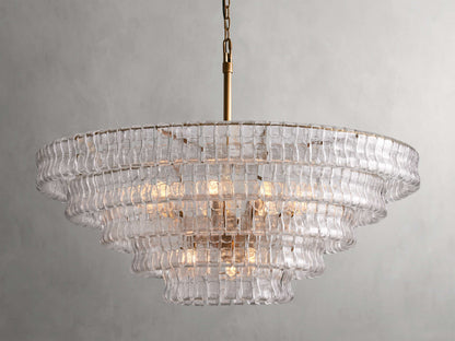 Ghiaccio Rippled Glass Round Chandelier