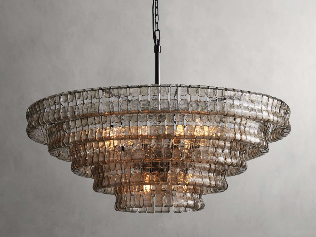 Ghiaccio Rippled Glass Round Chandelier