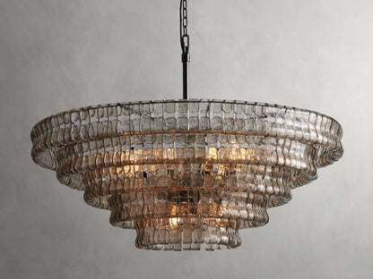 Ghiaccio Rippled Glass Round Chandelier