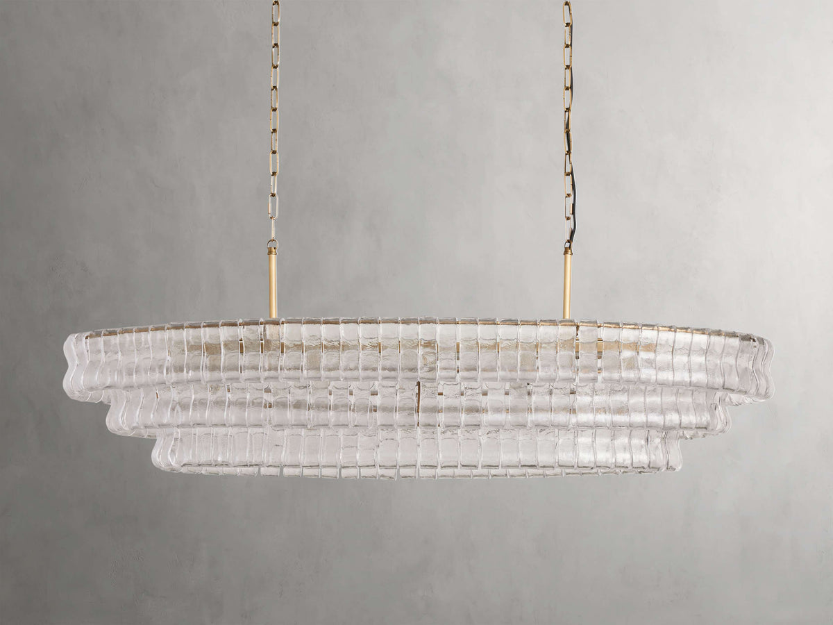 Ghiaccio Rippled Glass Oval Chandelier