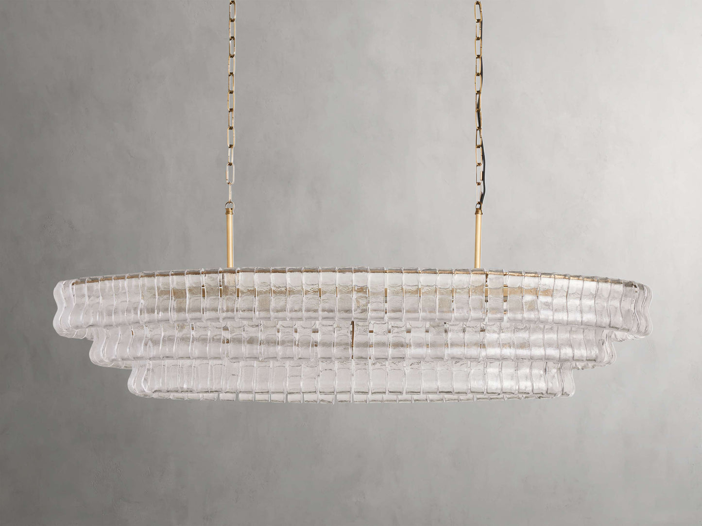 Ghiaccio Rippled Glass Oval Chandelier