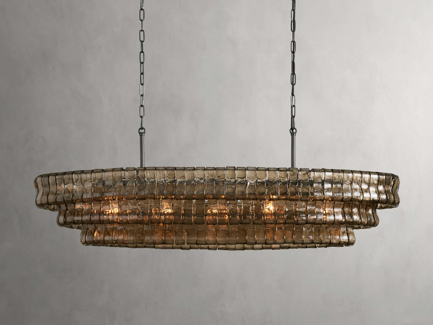 Ghiaccio Rippled Glass Oval Chandelier