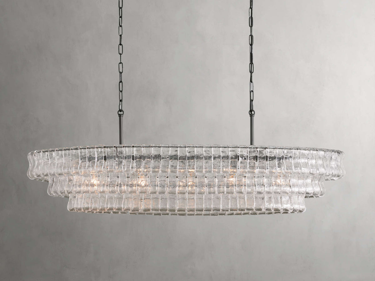 Ghiaccio Rippled Glass Oval Chandelier