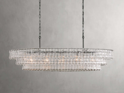 Ghiaccio Rippled Glass Oval Chandelier