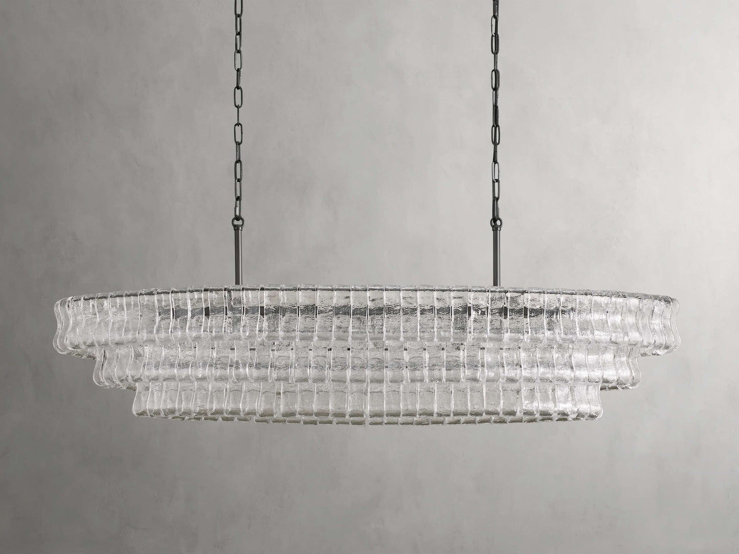 Ghiaccio Rippled Glass Oval Chandelier