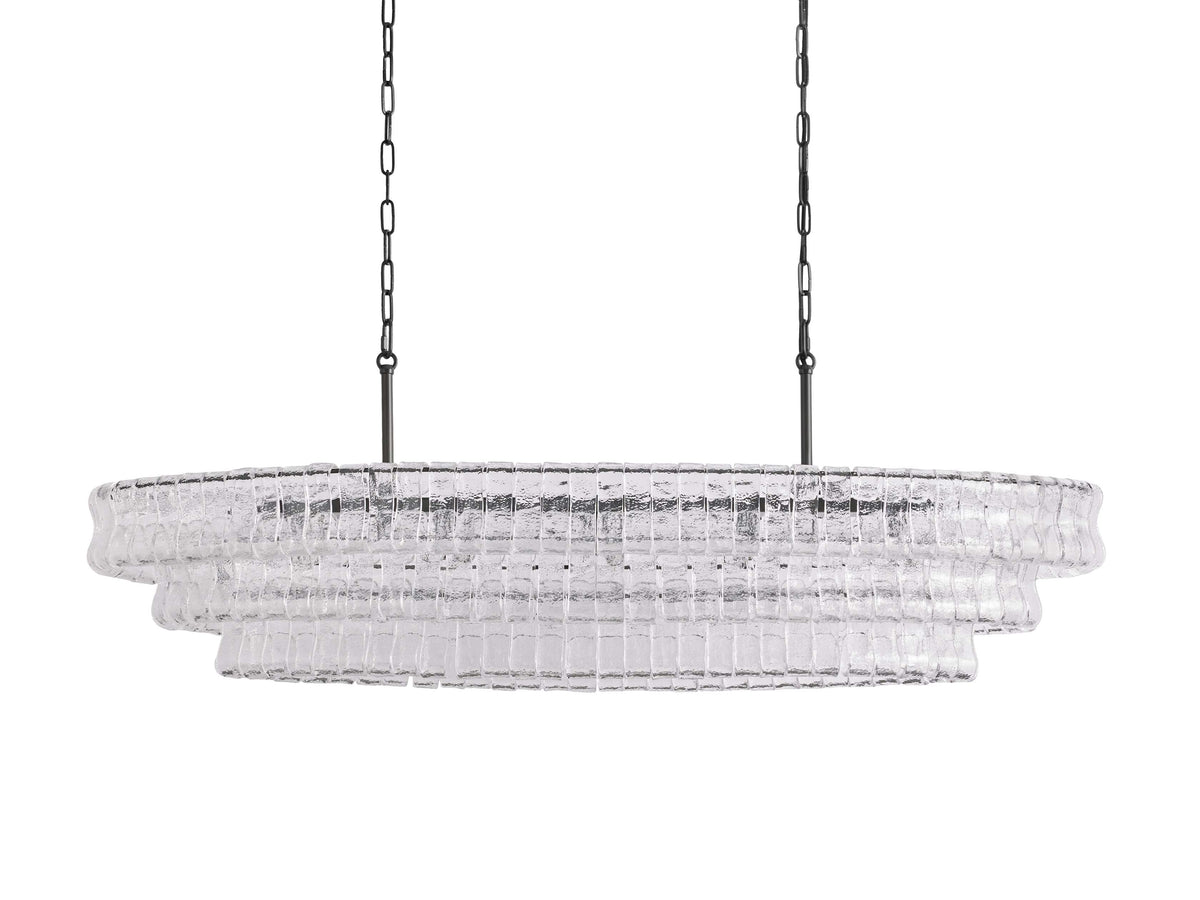Ghiaccio Rippled Glass Oval Chandelier