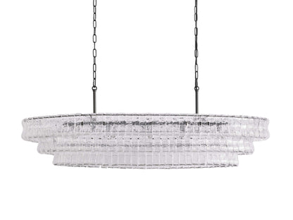 Ghiaccio Rippled Glass Oval Chandelier