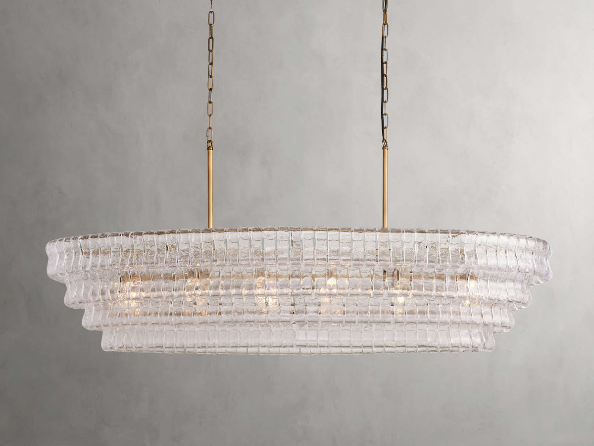 Ghiaccio Rippled Glass Oval Chandelier
