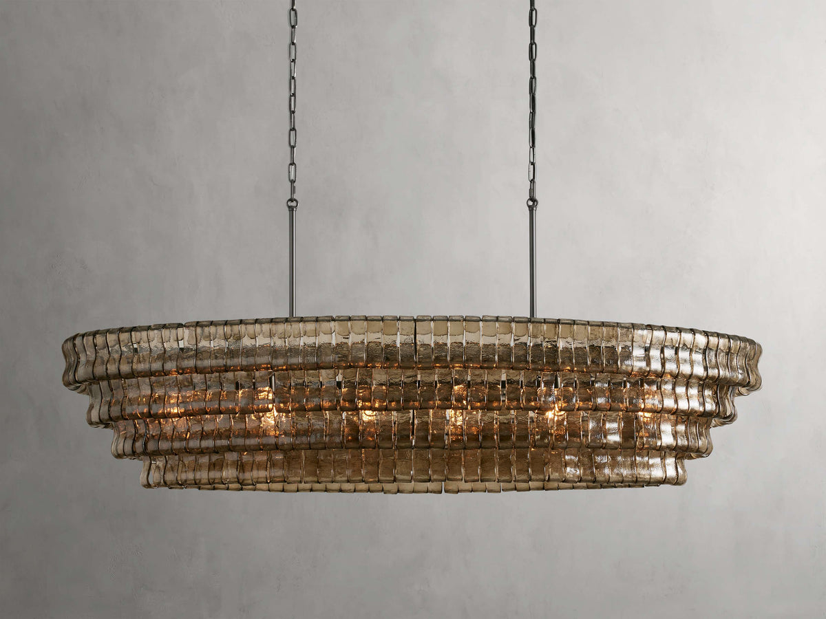 Ghiaccio Rippled Glass Oval Chandelier