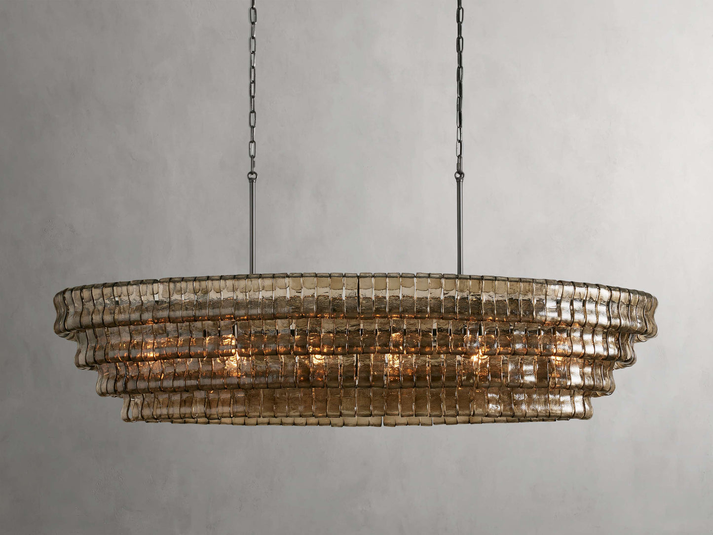 Ghiaccio Rippled Glass Oval Chandelier