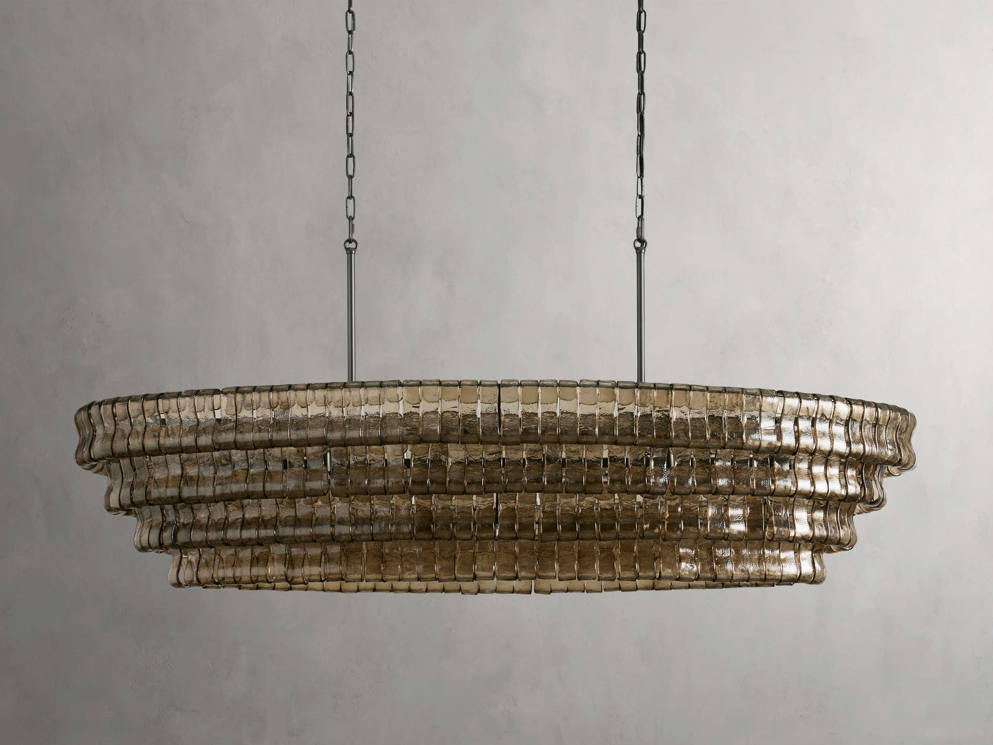 Ghiaccio Rippled Glass Oval Chandelier