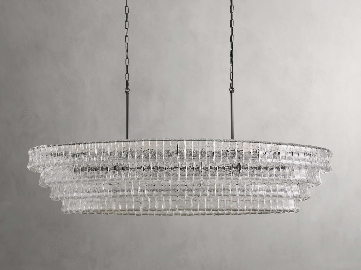 Ghiaccio Rippled Glass Oval Chandelier