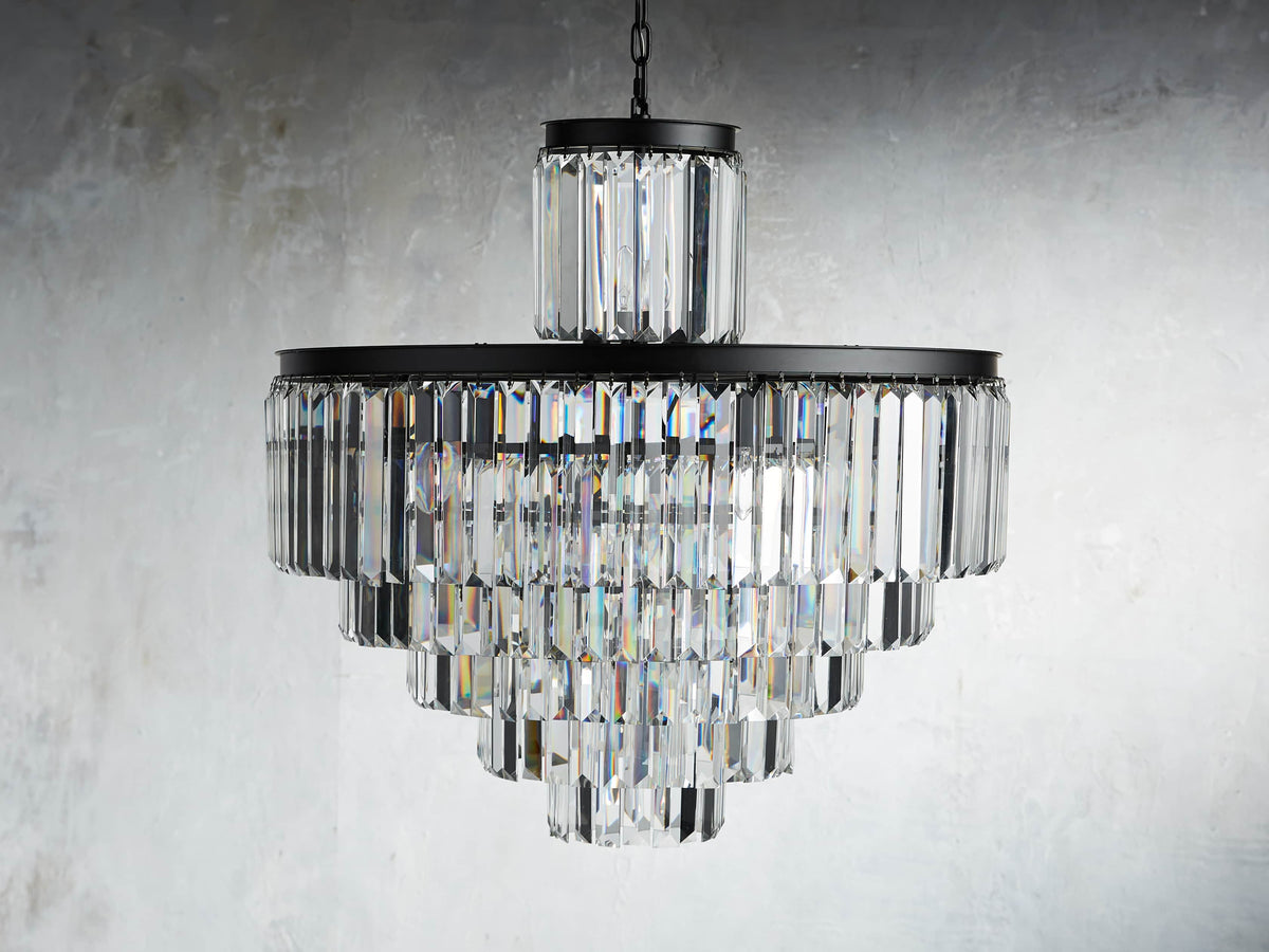 Leyland Faceted Deco Tiered Chandelier