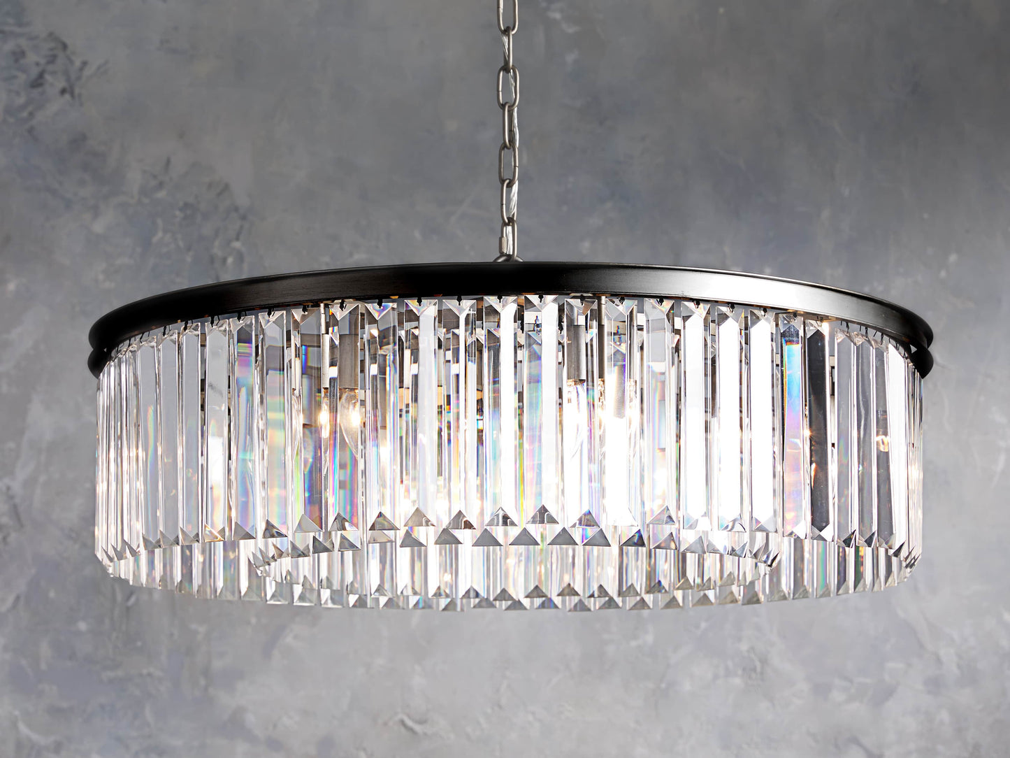 Leyland Faceted Deco Round Chandelier