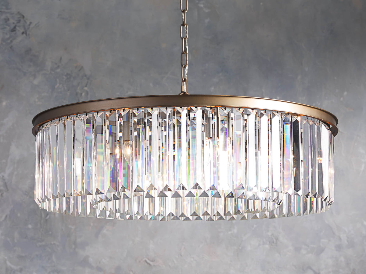 Leyland Faceted Deco Round Chandelier