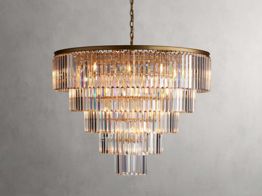 Leyland Faceted Deco Tiered Round Chandelier
